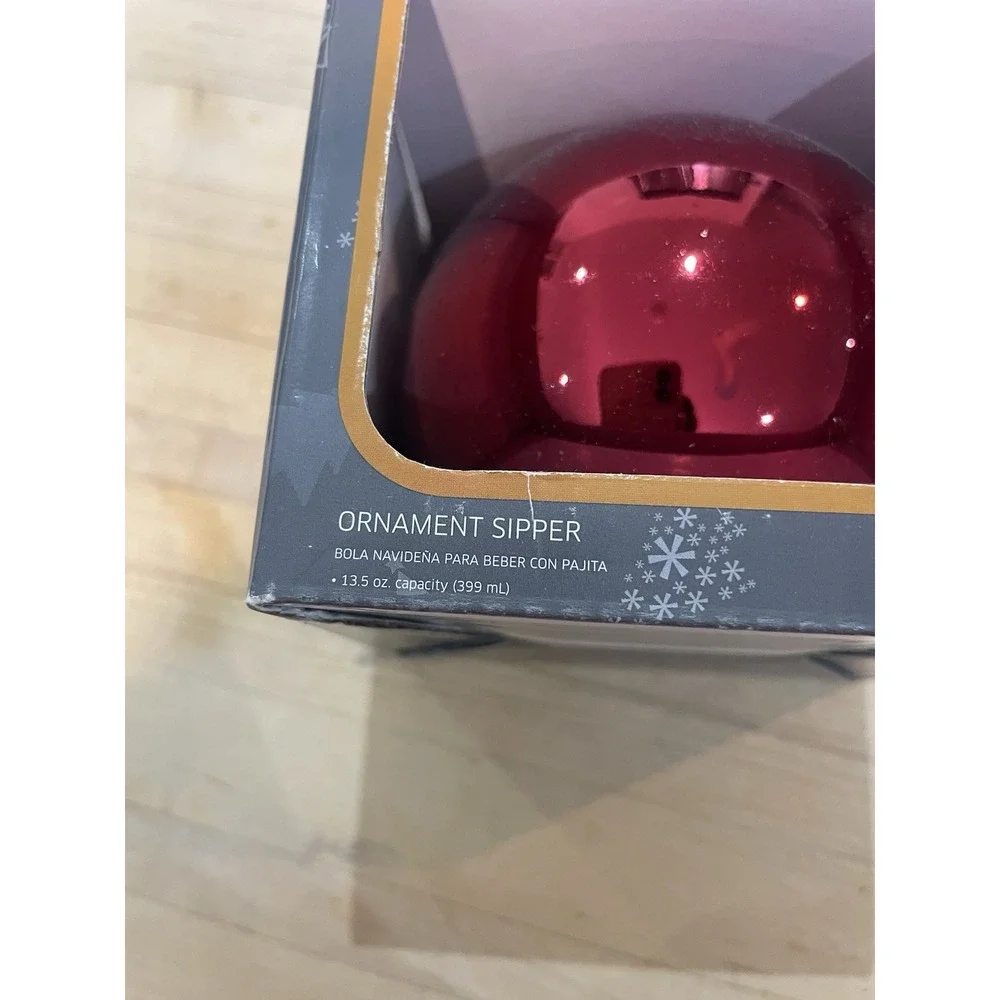 Crofton Ornament Sipper Red 13.5 Oz Capacity Plastic Straw Holiday